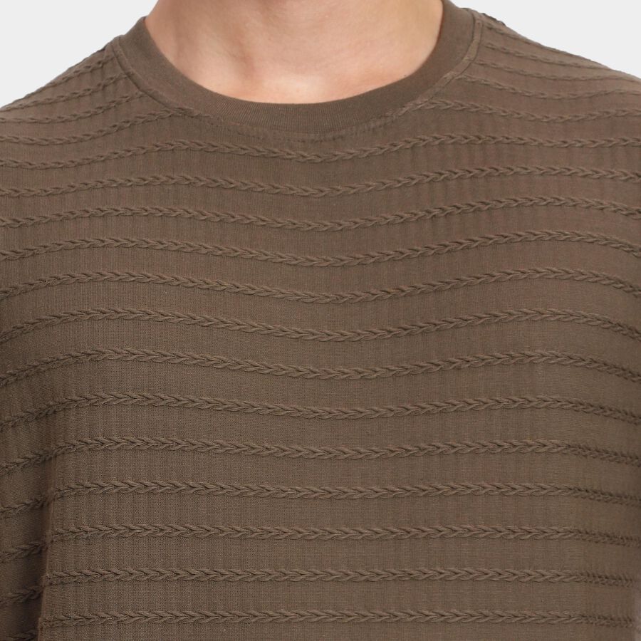 Men's Round Neck Half Sleeves T-Shirt , Khaki, large image number null